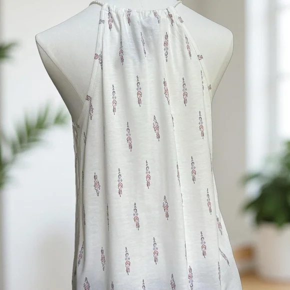 NWT Lascana Camisole Halter White Floral Spaghetti Strap with Tassels! Small! - Picture 4 of 10